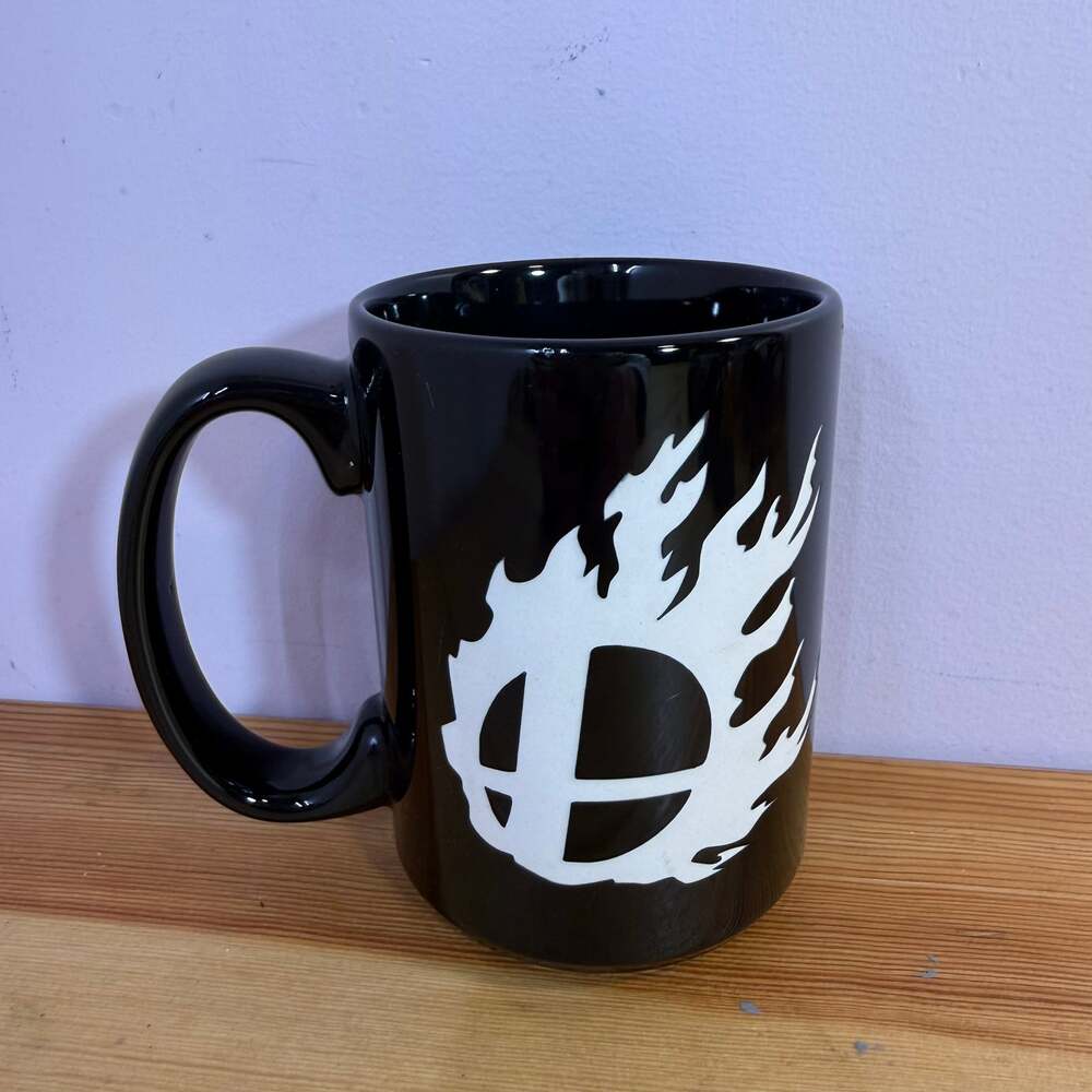 Super Smash Bros Smash Ball Logo Black Ceramic Coffee Mug Nintendo Gaming